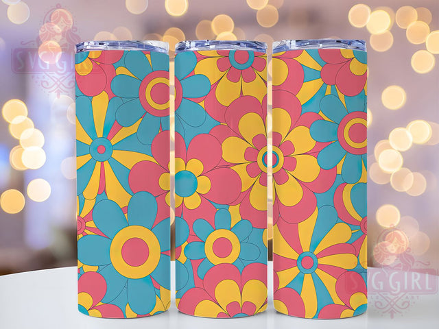 Groovy Hippie Flower Tumbler, Groovy Daisies, Retro Wrap, Sublimation Art, 20oz Tumbler, Vintage Theme, Funky Style Sublimation SvggirlplusArt 