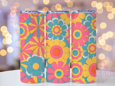 Groovy Hippie Flower Tumbler, Groovy Daisies, Retro Wrap, Sublimation Art, 20oz Tumbler, Vintage Theme, Funky Style Sublimation SvggirlplusArt 