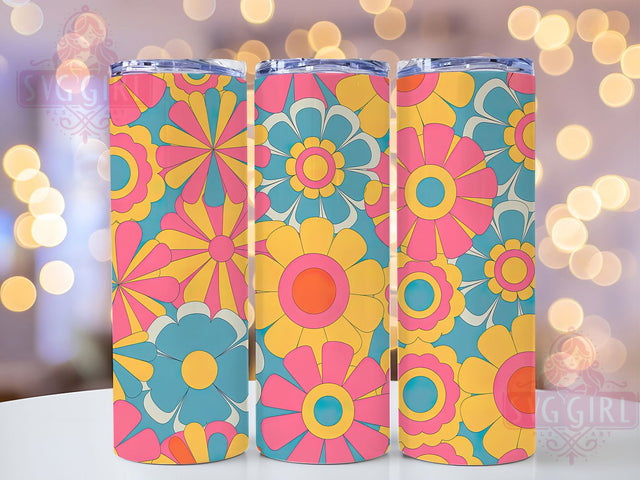 Groovy Hippie Flower Tumbler, Groovy Daisies, Retro Wrap, Sublimation Art, 20oz Tumbler, Vintage Theme, Funky Style Sublimation SvggirlplusArt 