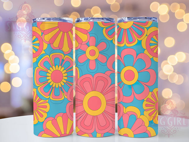 Groovy Hippie Flower Tumbler, Groovy Daisies, Retro Wrap, Sublimation Art, 20oz Tumbler, Vintage Theme, Funky Style Sublimation SvggirlplusArt 