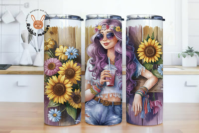 Groovy Hippie Sublimation Design Hippie soul 20oz skinny tumbler png, hippie 20 oz tumbler designs, hippie tumbler png download Sublimation Rabbitmakies 