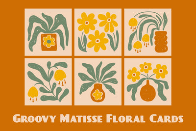 Groovy Matisse Floral Cards & Posters Sublimation Rin Green 