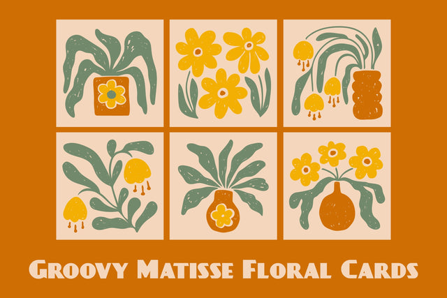 Groovy Matisse Floral Cards & Posters Sublimation Rin Green 