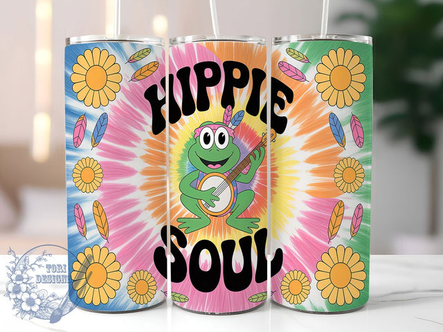 Groovy & Playful Hippie Frog Tumbler, Boho Frog Design, Cute Frog Sublimation, 70s Hippie Wrap, Funky Frog Tumbler, Peace Love Frog Design, DIY Hippie Tumbler Sublimation ToriDesigns 