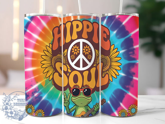 Groovy & Playful Hippie Frog Tumbler, Boho Frog Design, Cute Frog Sublimation, 70s Hippie Wrap, Funky Frog Tumbler, Peace Love Frog Design, DIY Hippie Tumbler Sublimation ToriDesigns 