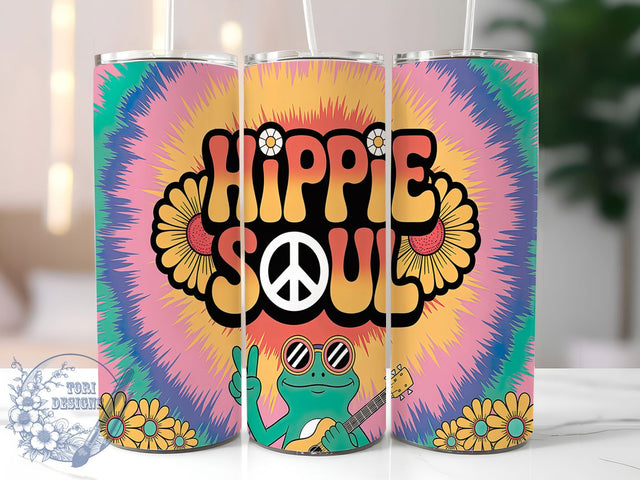 Groovy & Playful Hippie Frog Tumbler, Boho Frog Design, Cute Frog Sublimation, 70s Hippie Wrap, Funky Frog Tumbler, Peace Love Frog Design, DIY Hippie Tumbler Sublimation ToriDesigns 
