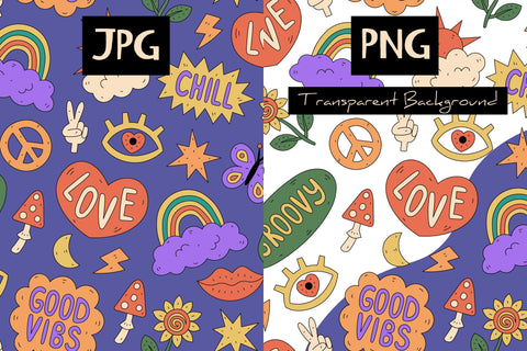 Groovy Psychedelic Seamless Pattern Digital Pattern Rin Green 