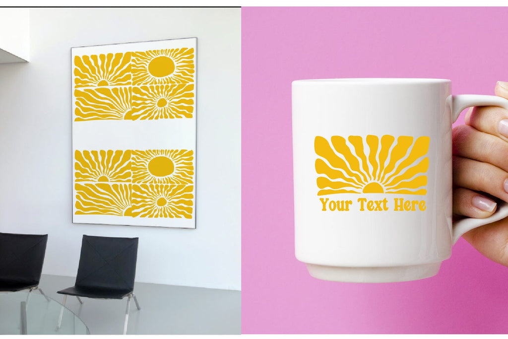 Groovy retro abstract sun rectangle svg - So Fontsy