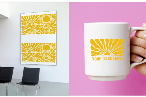 Groovy retro abstract sun rectangle svg SVG dadan_pm 