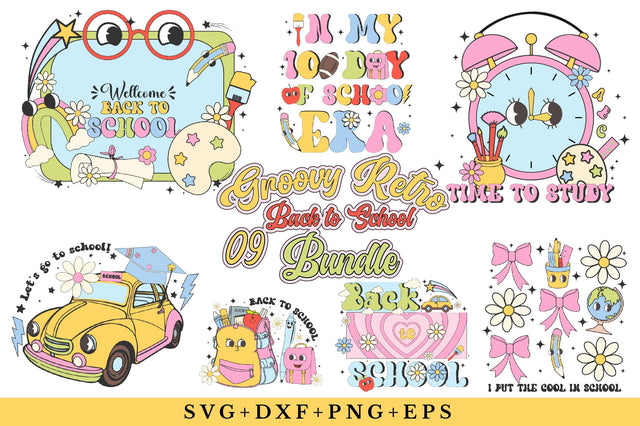 Groovy Retro Back to School Bundle SVG Rupkotha 