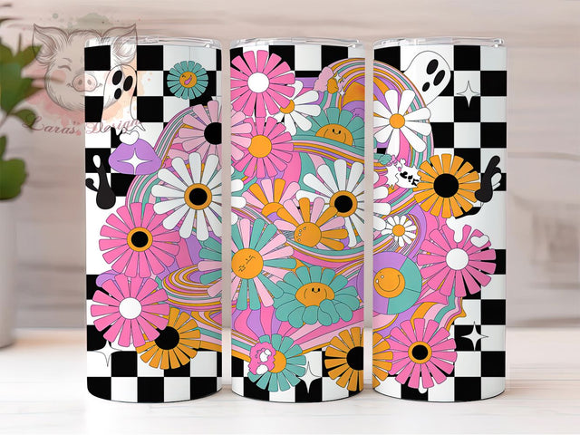 Groovy Retro Cute Halloween Ghost Tumbler, Retro Cute Ghost Wrap, Vintage Ghost Cup, 20Oz Sublimation Design, Funky Halloween Drinkware, Fall Spooky Mug, Kawaii Ghost Tumbler Sublimation Lara' s Designs 