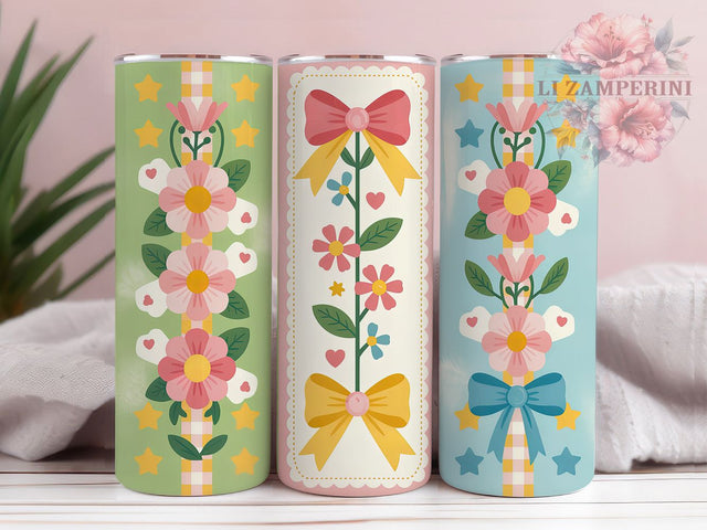 Groovy Retro Floral 70s Tumbler, Groovy Flowers, Vintage Wrap, Sublimation Art, 20oz Tumbler, Cute Design, 70s Style Sublimation Li Zamperini 