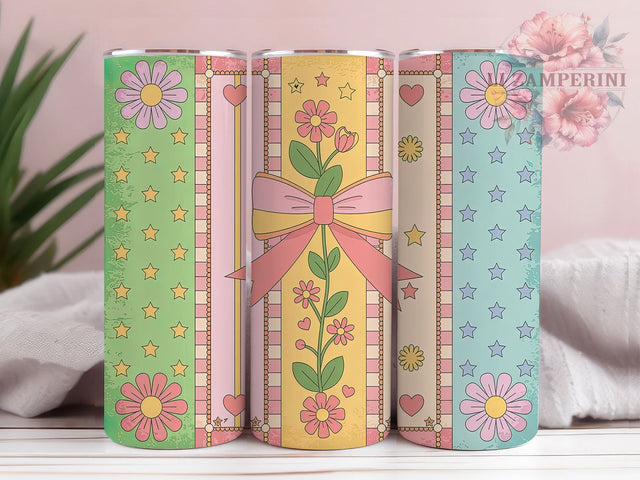 Groovy Retro Floral 70s Tumbler, Groovy Flowers, Vintage Wrap, Sublimation Art, 20oz Tumbler, Cute Design, 70s Style Sublimation Li Zamperini 