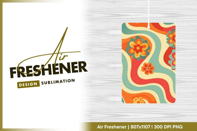 Groovy retro floral pattern air freshener png Sublimation Regulrcrative 
