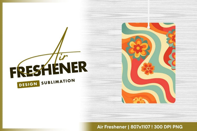 Groovy retro floral pattern air freshener png Sublimation Regulrcrative 