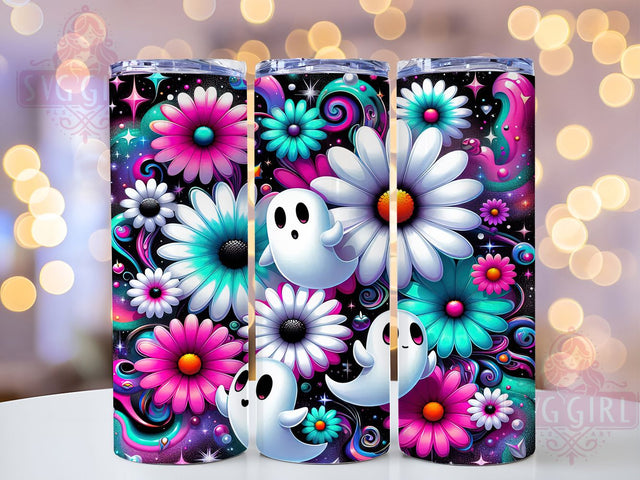 Groovy Retro Funky Halloween Ghost Tumbler, Retro Halloween Wrap, Cute Spooky Cup, Kawaii Ghost Design, 20Oz Sublimation Wrap, Funky Halloween Drinkware, Hippie Ghost Tumbler Sublimation SvggirlplusArt 