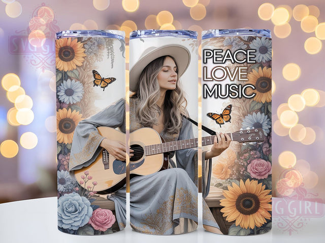 Groovy & Rhythmic Music Lover Tumbler, Peace Sign Design, Vinyl Record Tumbler, Hippie Music Wrap, Positive Vibes Sublimation, 20oz Music Tumbler, DIY Band Tumbler Sublimation SvggirlplusArt 