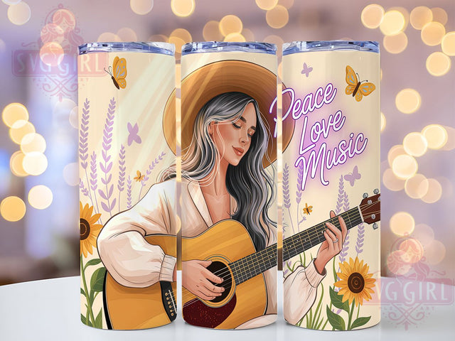 Groovy & Rhythmic Music Lover Tumbler, Peace Sign Design, Vinyl Record Tumbler, Hippie Music Wrap, Positive Vibes Sublimation, 20oz Music Tumbler, DIY Band Tumbler Sublimation SvggirlplusArt 