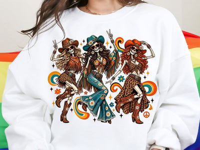 Groovy Skeleton Cowgirls PNG SVG artprintfile 