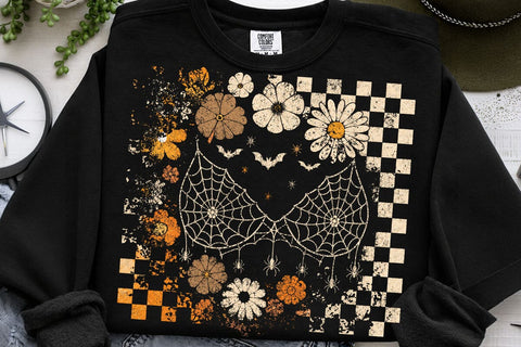 Groovy Spider Web Bra Halloween PNG SVG DesignDestine 