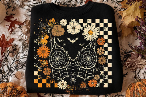 Groovy Spider Web Bra Halloween PNG SVG DesignDestine 