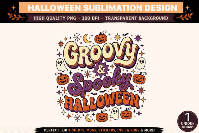 Groovy Spooky Halloween PNG, Retro Halloween Ghost Pumpkin Sublimation Design, Cute Vintage Halloween Shirt Graphic, Spooky Season Clipart Sublimation BlackCatsMedia 
