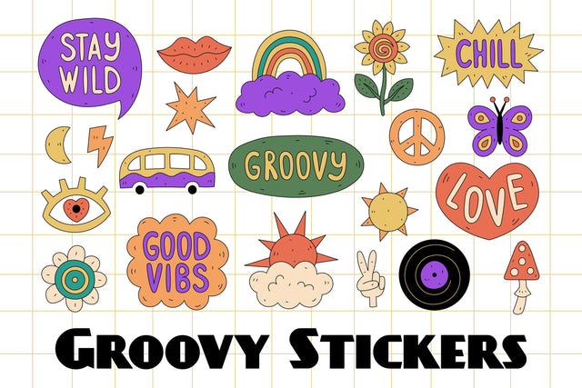 Groovy Stickers PNG Clipart Sublimation Rin Green 