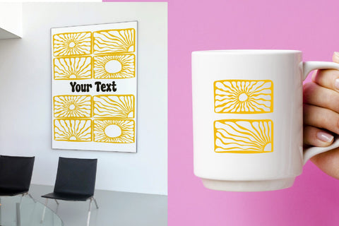 groovy sun rectangle frame. Organic doodle shapes SVG dadan_pm 