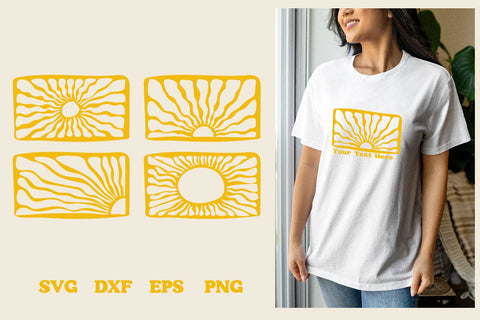 groovy sun rectangle frame. Organic doodle shapes SVG dadan_pm 