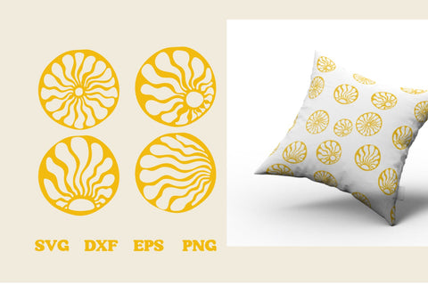 groovy sun round frame. Organic doodle shapes svg SVG dadan_pm 