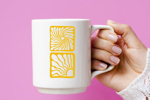 groovy sun round square frame. Organic doodle shapes svg SVG dadan_pm 