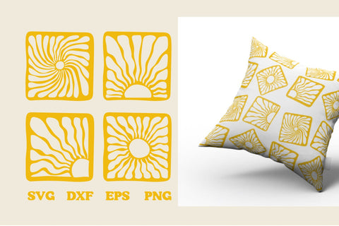 groovy sun round square frame. Organic doodle shapes svg SVG dadan_pm 