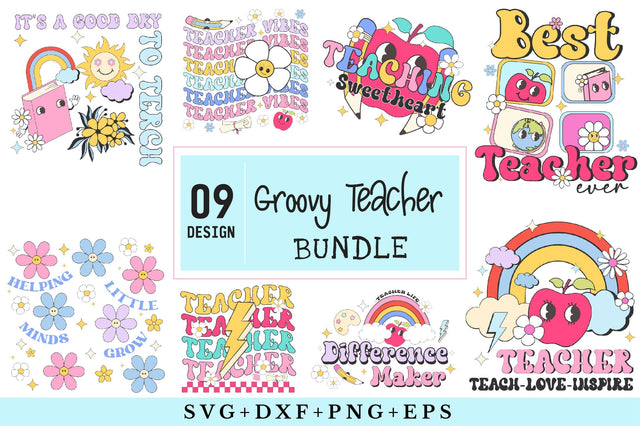 Groovy Teacher SVG Design Bundle SVG Rupkotha 