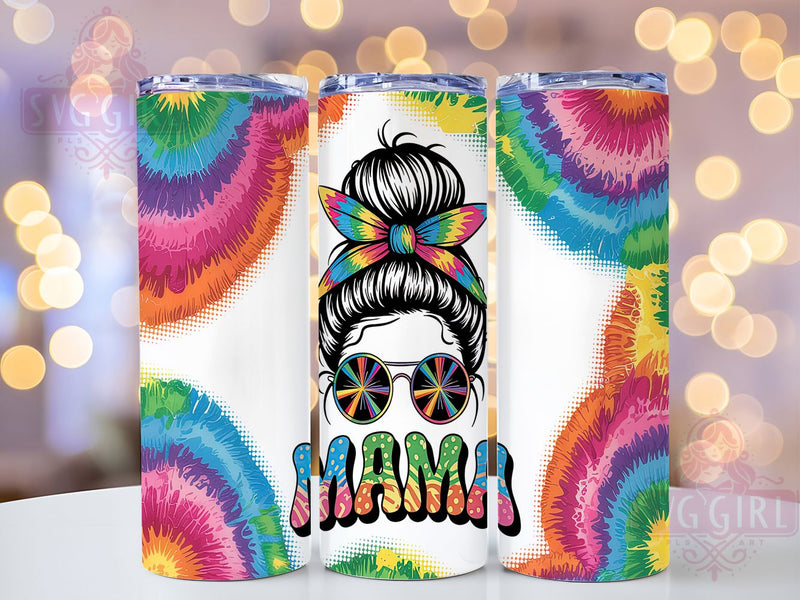 Groovy Tie Dye Rainbow Mama Tumbler, Colorful Mom Wrap, 20oz Sublimation Design, Hippie Mama Tumbler, Groovy Mom Tumbler, Rainbow Mom Wrap, Vibrant Tumbler Design Sublimation SvggirlplusArt 