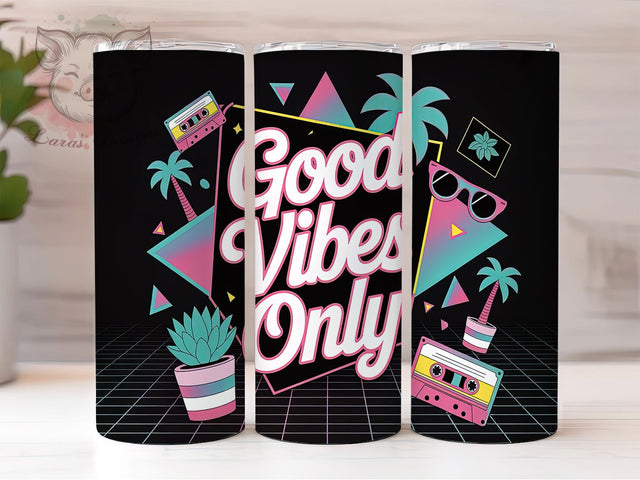 Groovy & Uplifting Good Vibes Tumbler, 70s Hippie Sublimation, Vintage Positive Quote Wrap, Boho Inspirational Tumbler, Peace Love Design, Groovy 20oz Tumbler, DIY Hippie Wrap Sublimation Lara' s Designs 