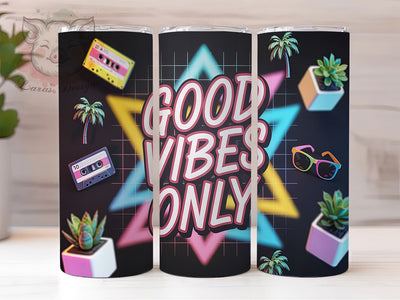 Groovy & Uplifting Good Vibes Tumbler, 70s Hippie Sublimation, Vintage Positive Quote Wrap, Boho Inspirational Tumbler, Peace Love Design, Groovy 20oz Tumbler, DIY Hippie Wrap Sublimation Lara' s Designs 