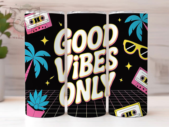 Groovy & Uplifting Good Vibes Tumbler, 70s Hippie Sublimation, Vintage Positive Quote Wrap, Boho Inspirational Tumbler, Peace Love Design, Groovy 20oz Tumbler, DIY Hippie Wrap Sublimation Lara' s Designs 