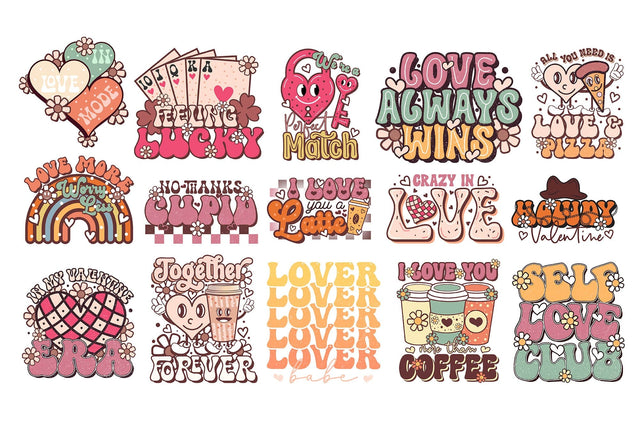 Groovy Valentines PNG Sublimation Bundle Sublimation CraftLabSVG 