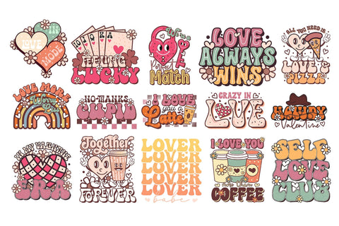 Groovy Valentines PNG Sublimation Bundle Sublimation CraftLabSVG 