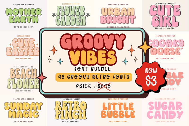 Groovy Vibes Font Bundle Font Masyafi Studio 