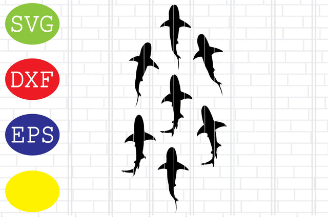 Group of Shark Svg, Shark Silhouette, Shark Clipart, Shark Trails Svg, Jpg, Eps, Dxf Files SVG DigitalSvgFiles 
