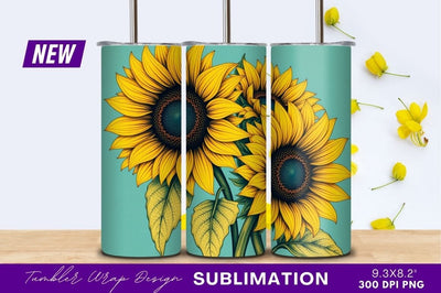 Group of sunflowers on a blue background Sublimation Regulrcrative 