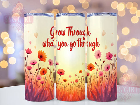 Grow Affirmation Tumbler, Inspirational Design, 20oz Tumbler, Sublimation PNG, Motivational Gift, Growth Mindset, Floral Decor, Positive Vibes Tumbler Sublimation SvggirlplusArt 