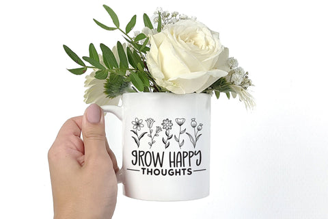 Grow Happy Thoughts SVG - Wildflower Quote SVG SVG CraftLabSVG 