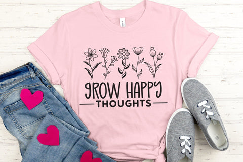 Grow Happy Thoughts SVG - Wildflower Quote SVG SVG CraftLabSVG 