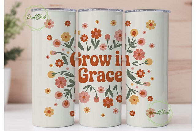 Grow in Grace 20oz Tumbler Wrap Sublimation PixelChick 