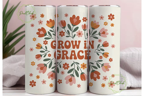 Grow in Grace 20oz Tumbler Wrap Sublimation PixelChick 