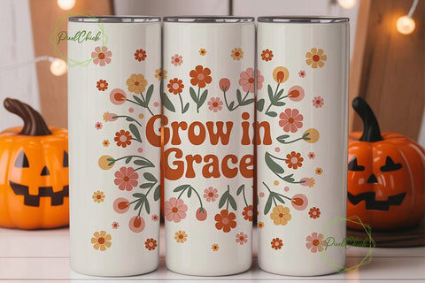Grow in Grace 20oz Tumbler Wrap Sublimation PixelChick 