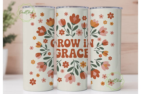 Grow in Grace 20oz Tumbler Wrap Sublimation PixelChick 