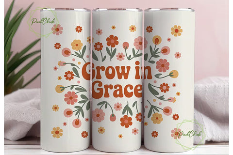 Grow in Grace 20oz Tumbler Wrap Sublimation PixelChick 